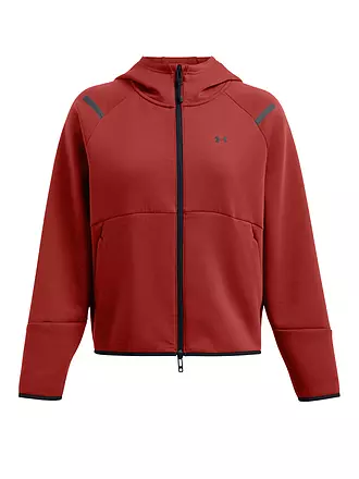UNDER ARMOUR | Giacca con cappuccio da donna UA Unstoppable Fleece con zip integrale | dunkelrot